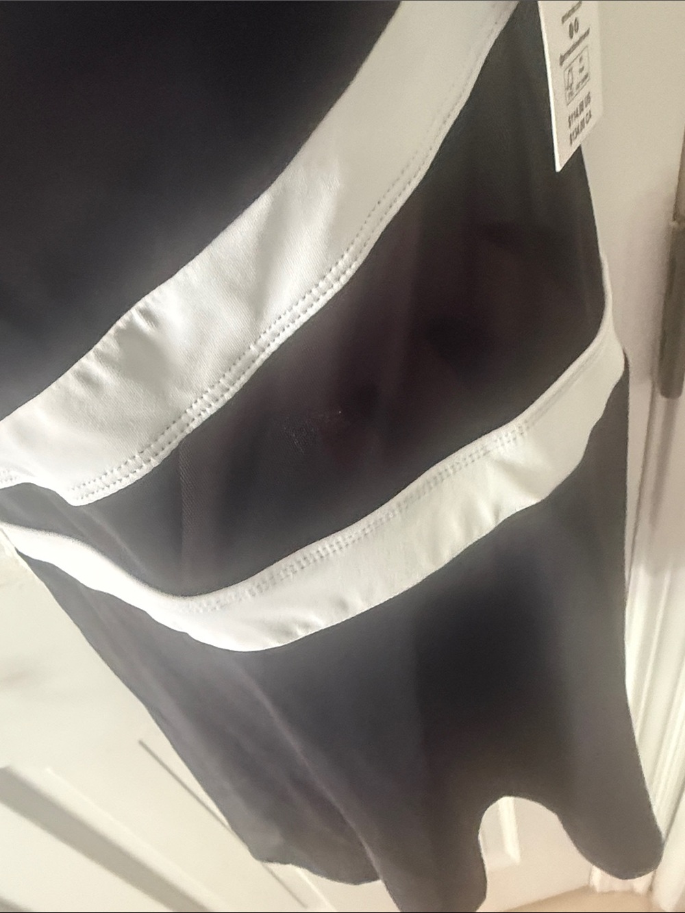 Anne Cole Black and White One-Piece Swimdress with Skirt - Picture 5 of 9